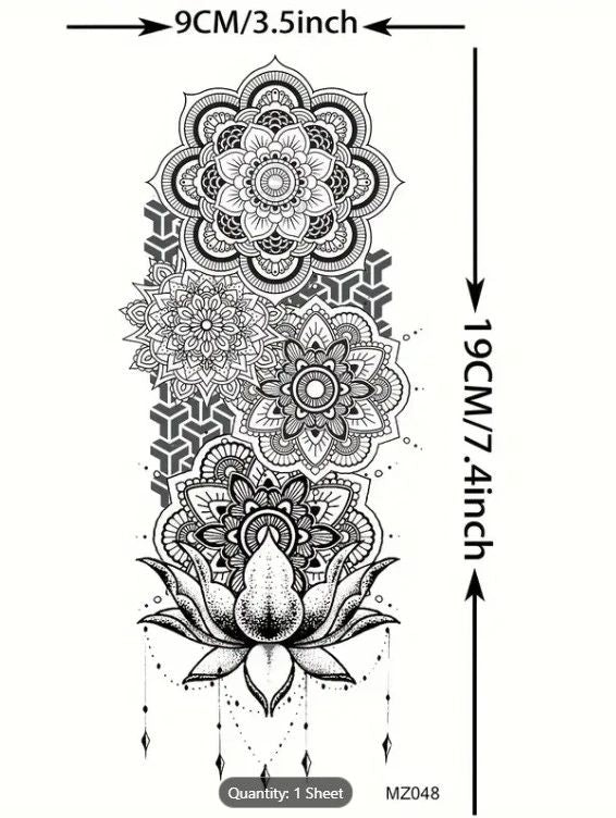 Mandala Temporary Tattoo Sticker for Women - Henna / Mehndi