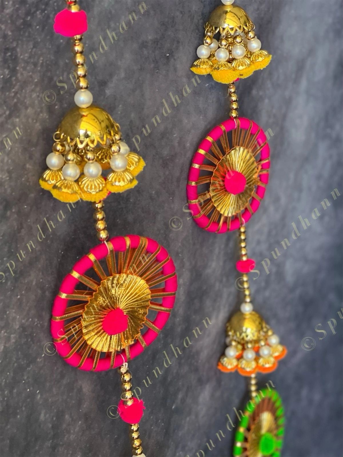 Chakri, Jhumki and Pom Pom Multi Colored Dangler Set of 2