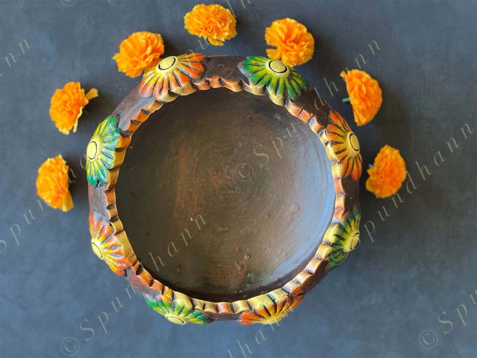 Terracotta Floral Urli Bowl (ONLY IN PERSON PICK UP)