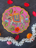 Elephant Carrier in Pink Floral Shape Pichwai Wall Hanging Plate