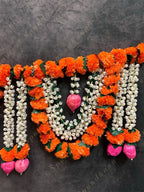 Designer Mango Marigold & Mogra with Lotus Bud Floral Toran