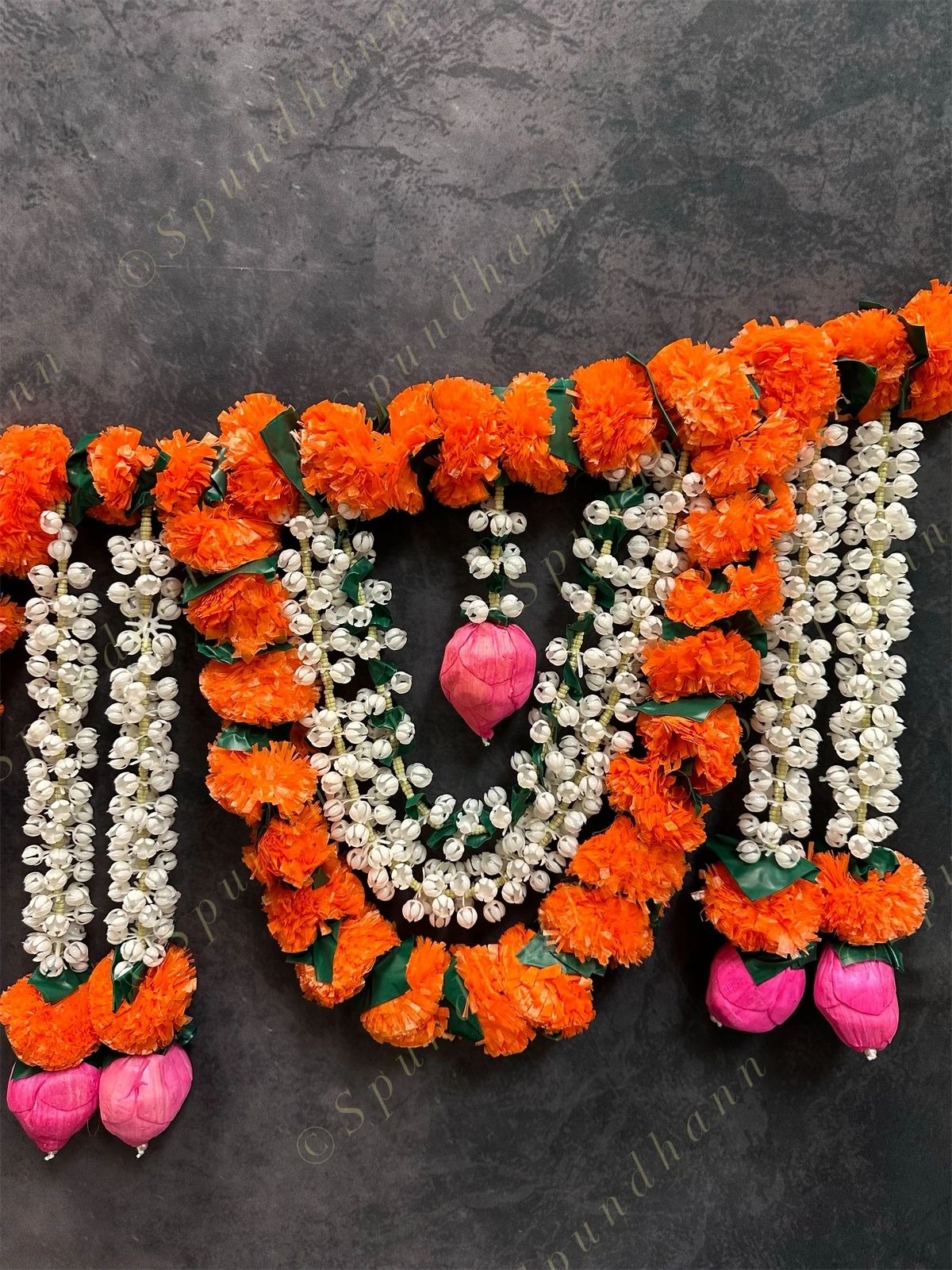 Designer Mango Marigold & Mogra with Lotus Bud Floral Toran