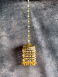 Gold & White Beads Jhumki Dangler