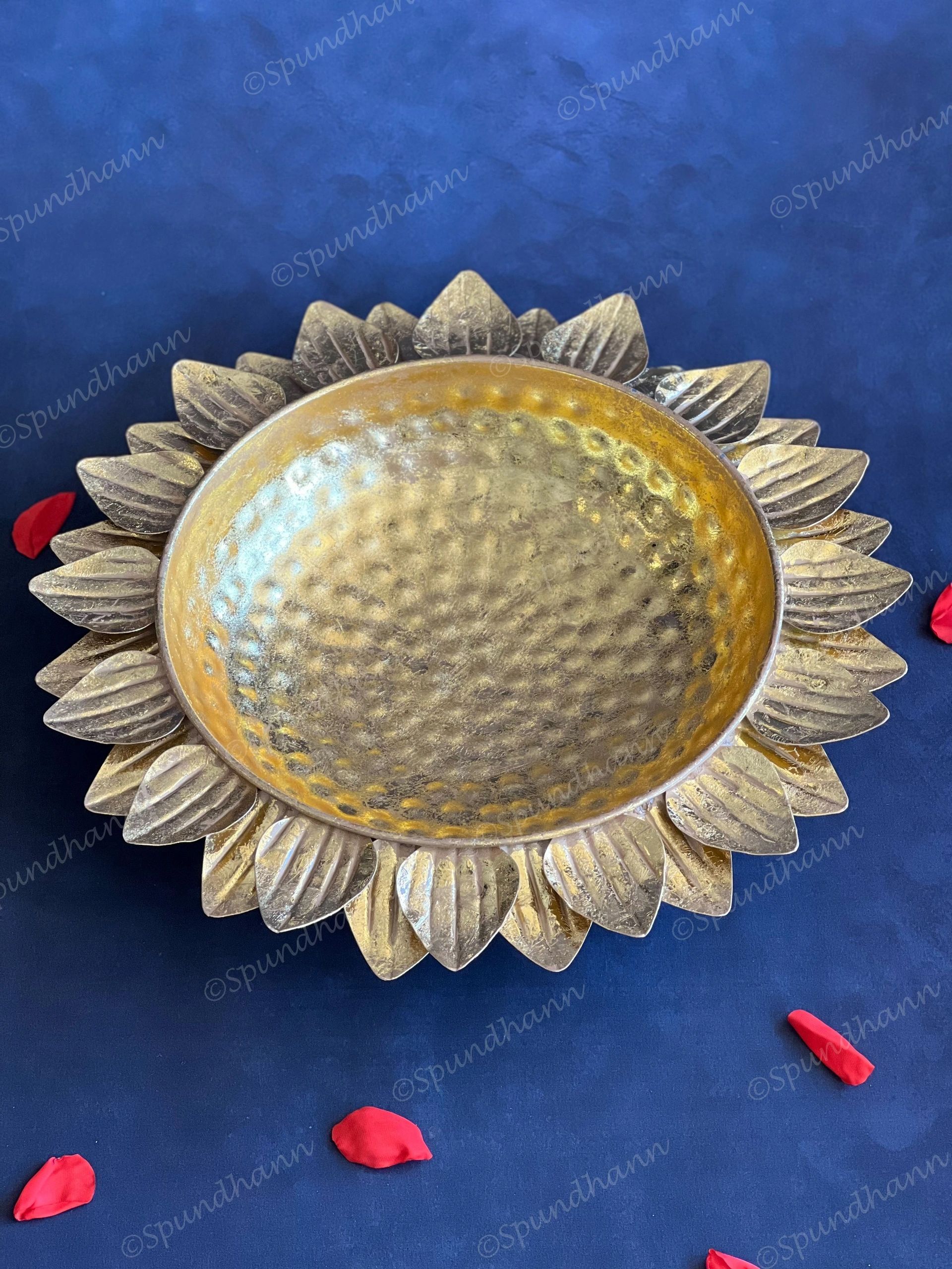 Hammered Sunflower Glitter Urli