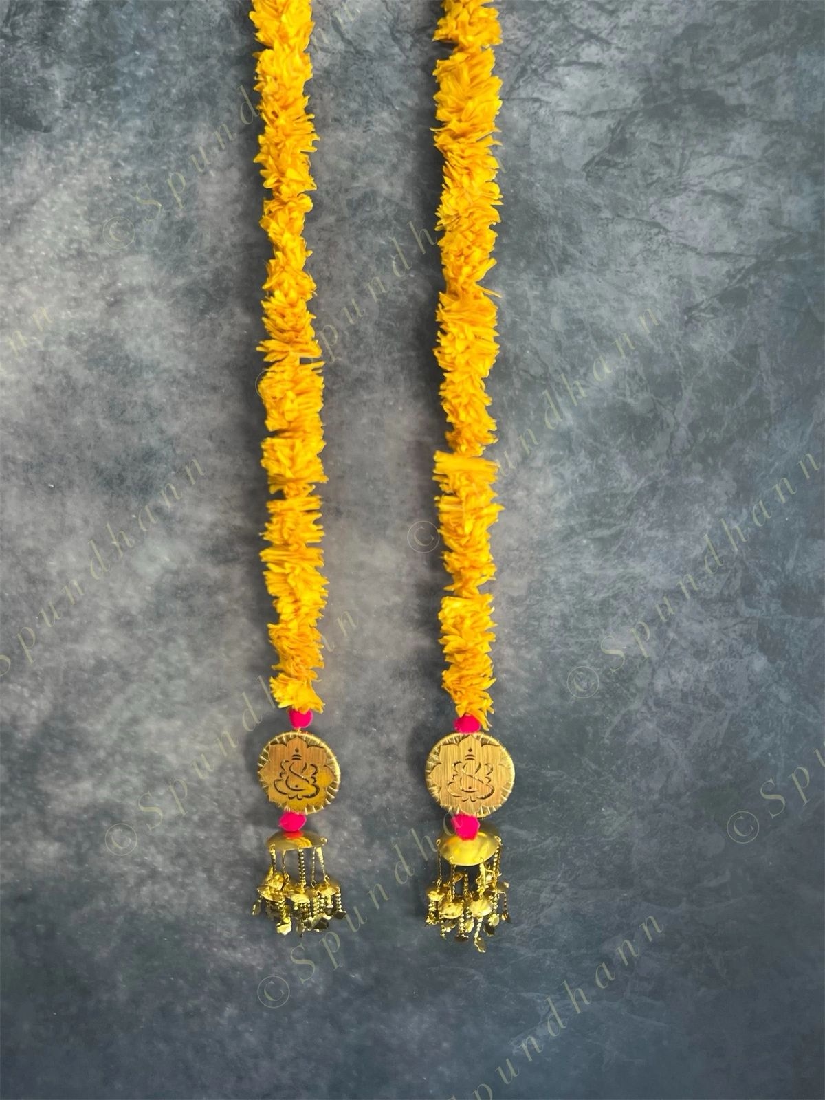 Yellow Chameli & Golden Ganesh Dangler Set of 2