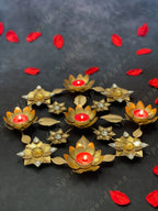 Embellished Floral & Gemstone Rangoli Tea Light Holder