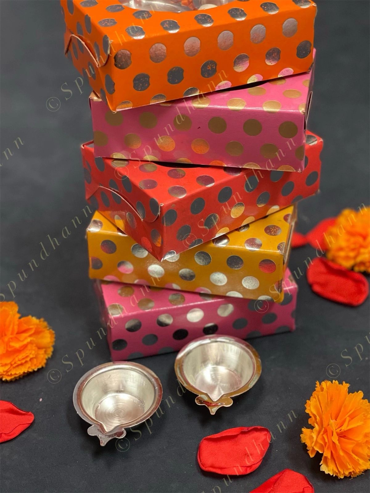 Paper Box with German Silver Tea Light Holders