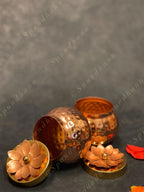 Hammered two Small Canister with Decorative Box, tray and two spoons