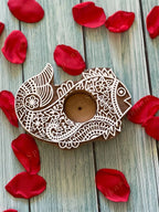 Carved Fish Wooden Block Tea Light Holder