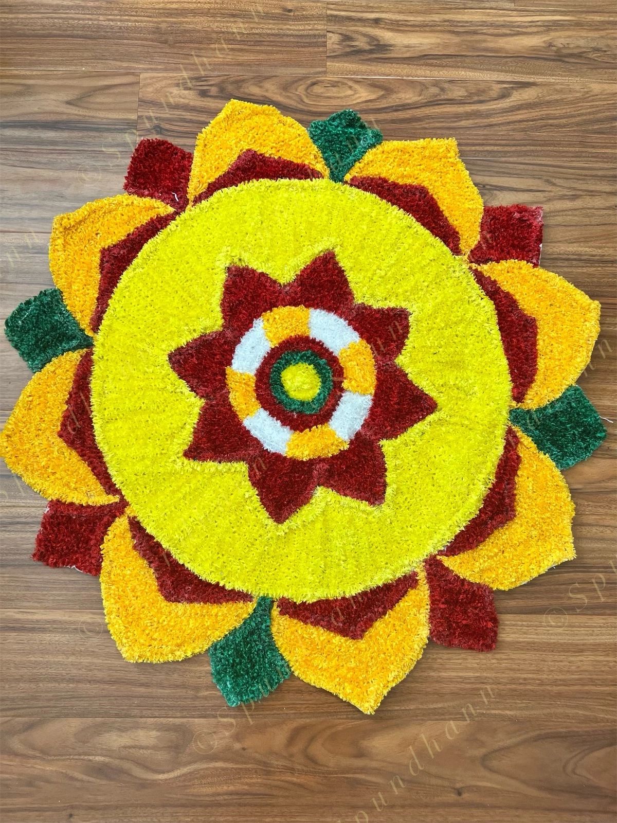 Marigold Inspired Rangoli Floor Mat