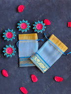 Light Blue Potli Bags with Border