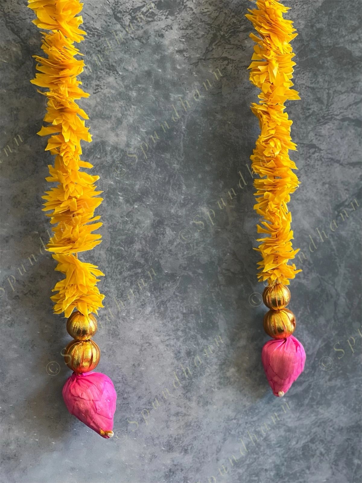 Yellow Chameli, Gota & Pink Lotus Bud Dangler String