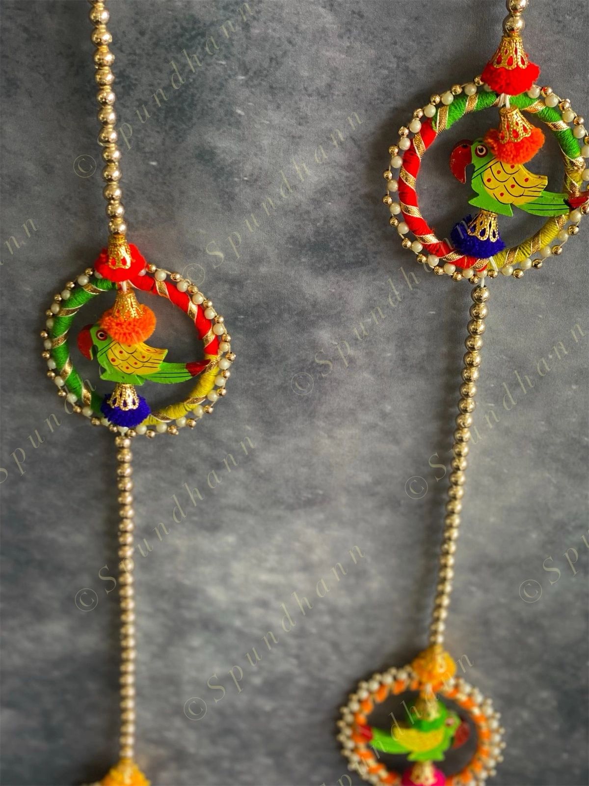 Parrot & Beads Tassel Dangler Set of 2