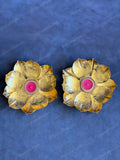 Big Golden Foil Finish Lotus Tea Light Holder