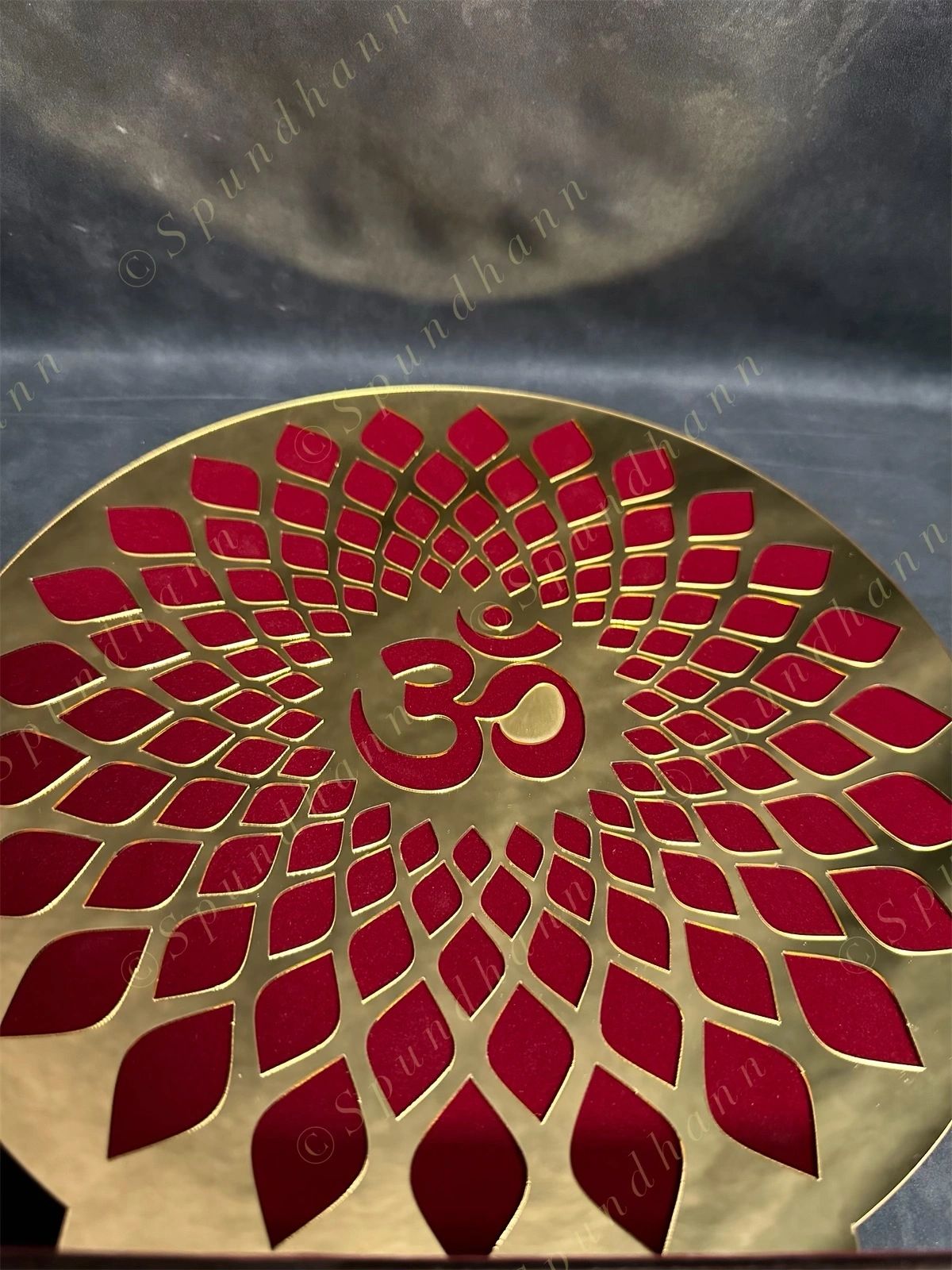 Golden Om MDF cutout With Velvet Background