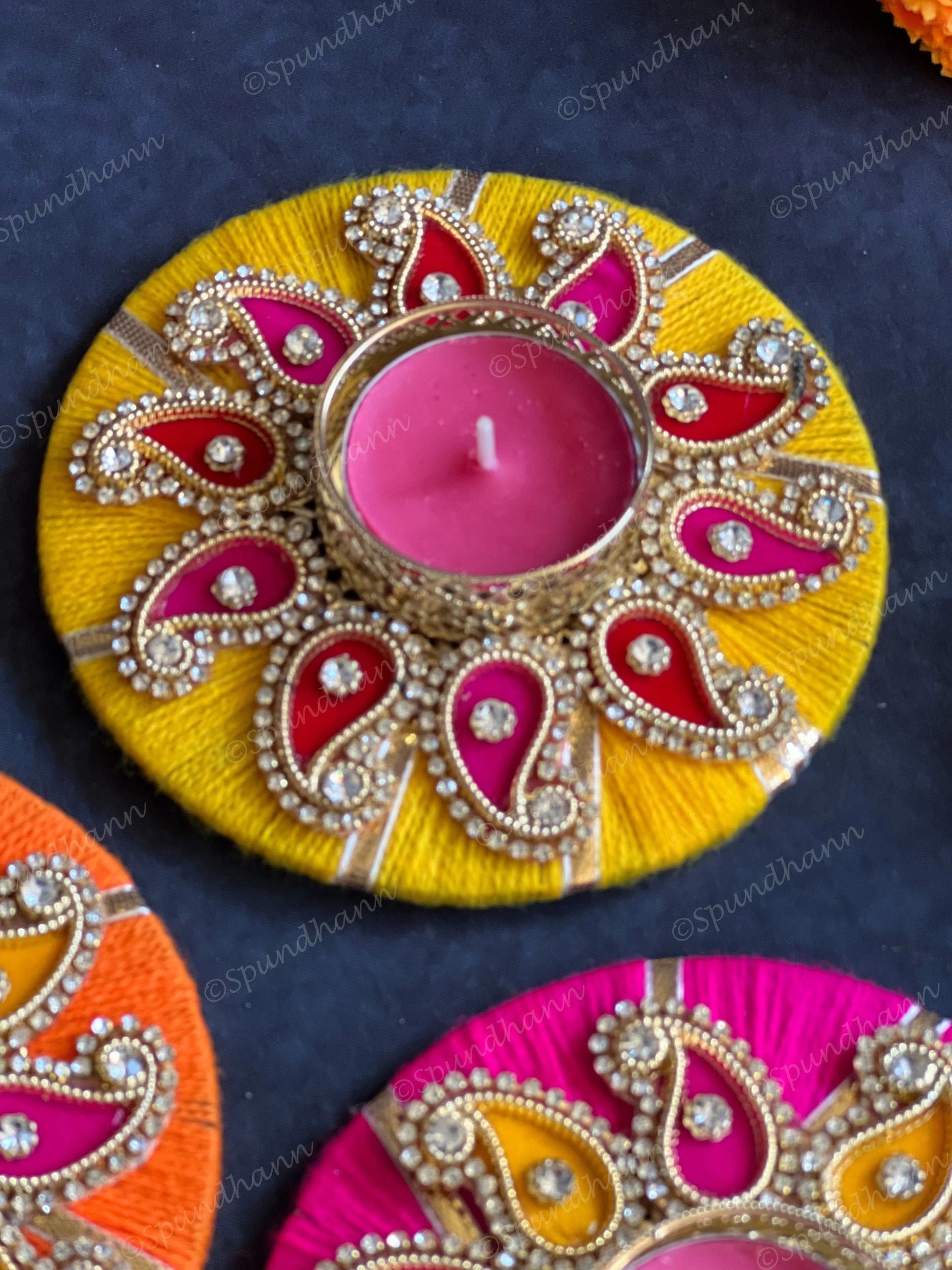 Paisley Wooden Tea Light Holder