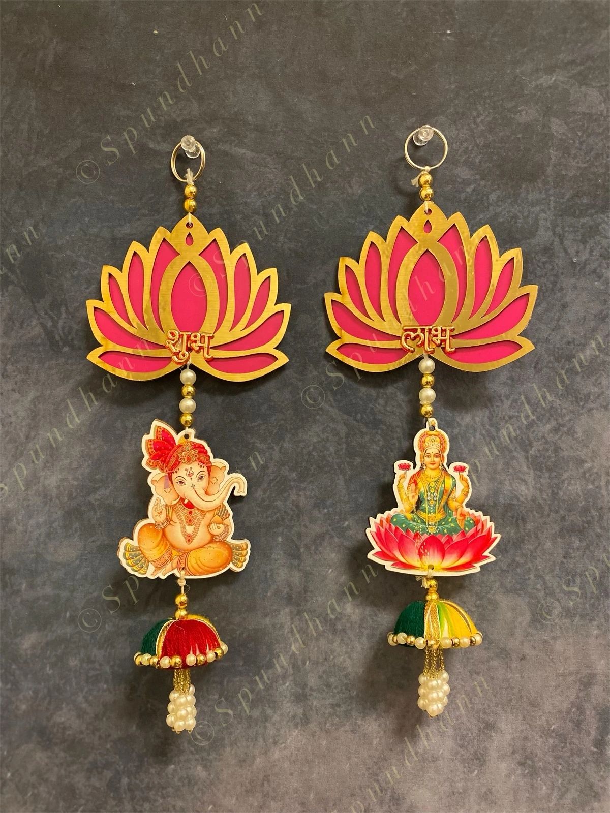 Laxmi Ganesh Shubh Labh Dangler Set of 2
