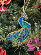Embroidered Peacock Christmas Tree Ornament