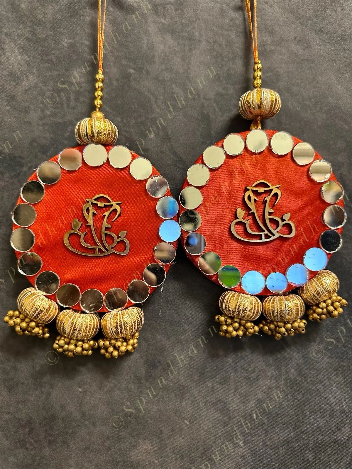 Ganesha Hanging Pair with Golden Beads