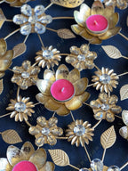 Decorative Studded Flower & Cutwork Leaves Rangoli Tea Light Holder