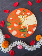 Kesari Pichwai Cow with Lotus Wall Hanging Plate