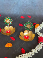 Green Studded Flower Tea Light Holder