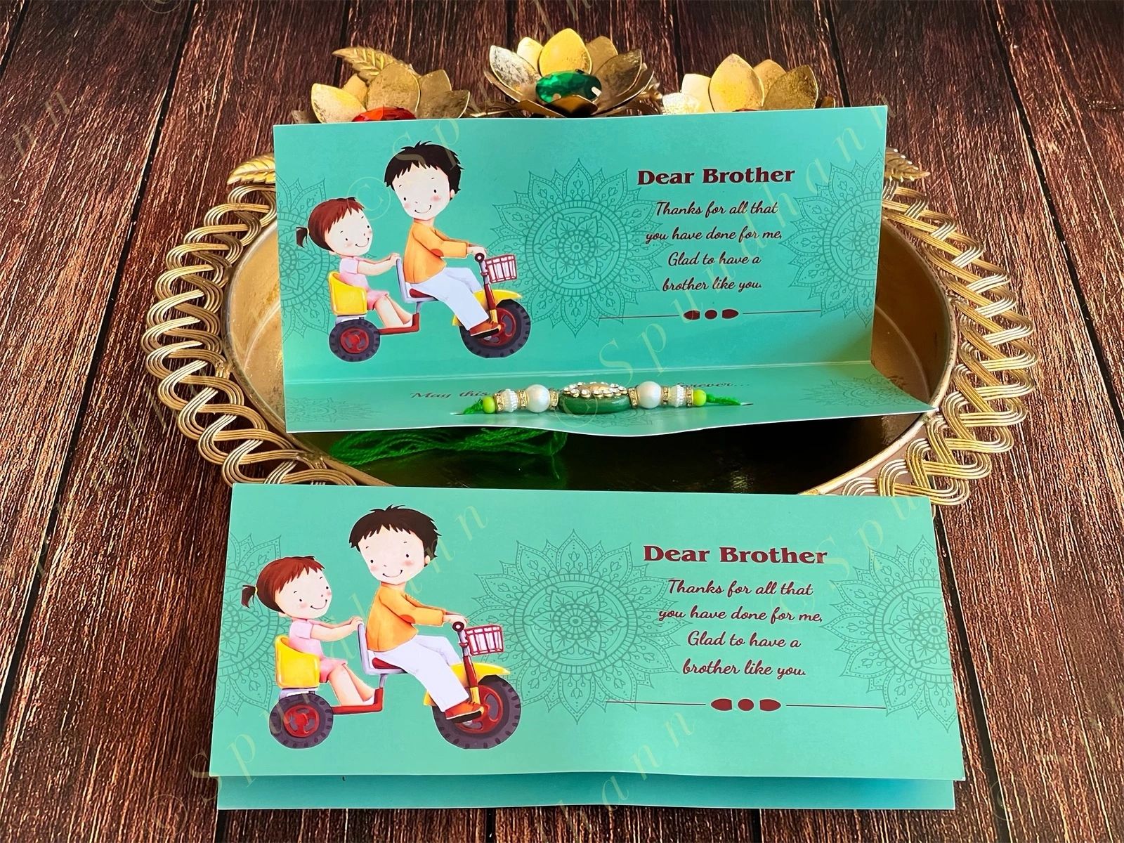 Rakhi with Greeting Card in Blue Color