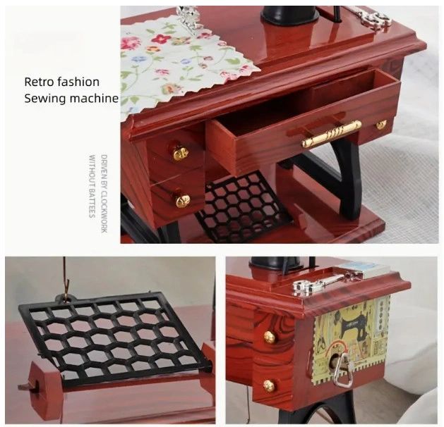Vintage Sewing Machine Music Box