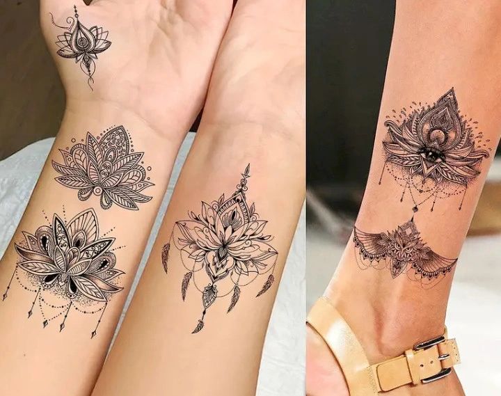 BlackTemporary Tattoo Sticker for Women - Henna / Mehndi 5 sheets set