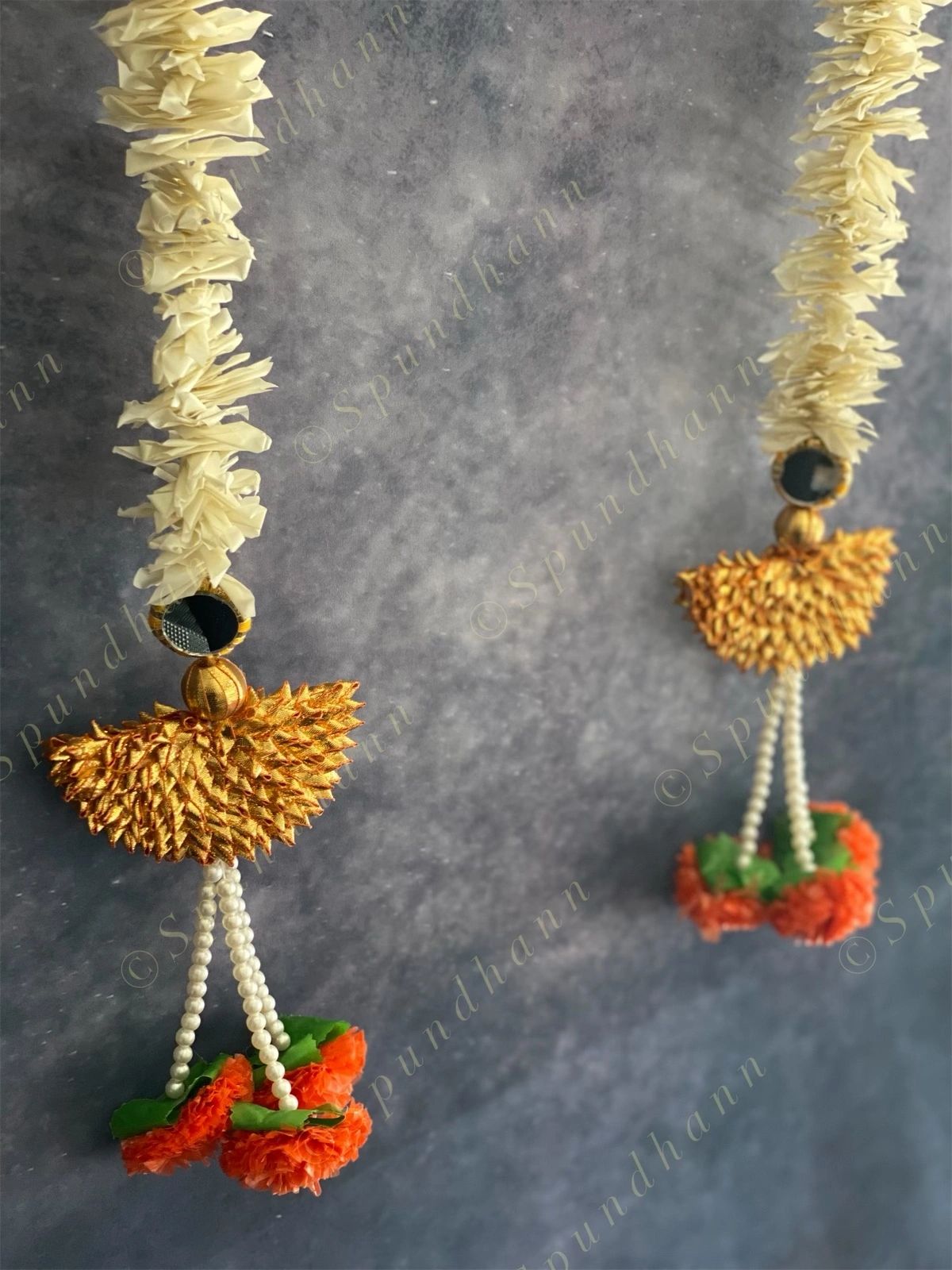 Chameli Danglers with Gota & Marigold Tassels Set of 2