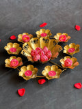Lotus Cutwork Rangoli Urli with Tea Light Holders