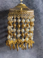 Gold & White Beads Jhumki Dangler