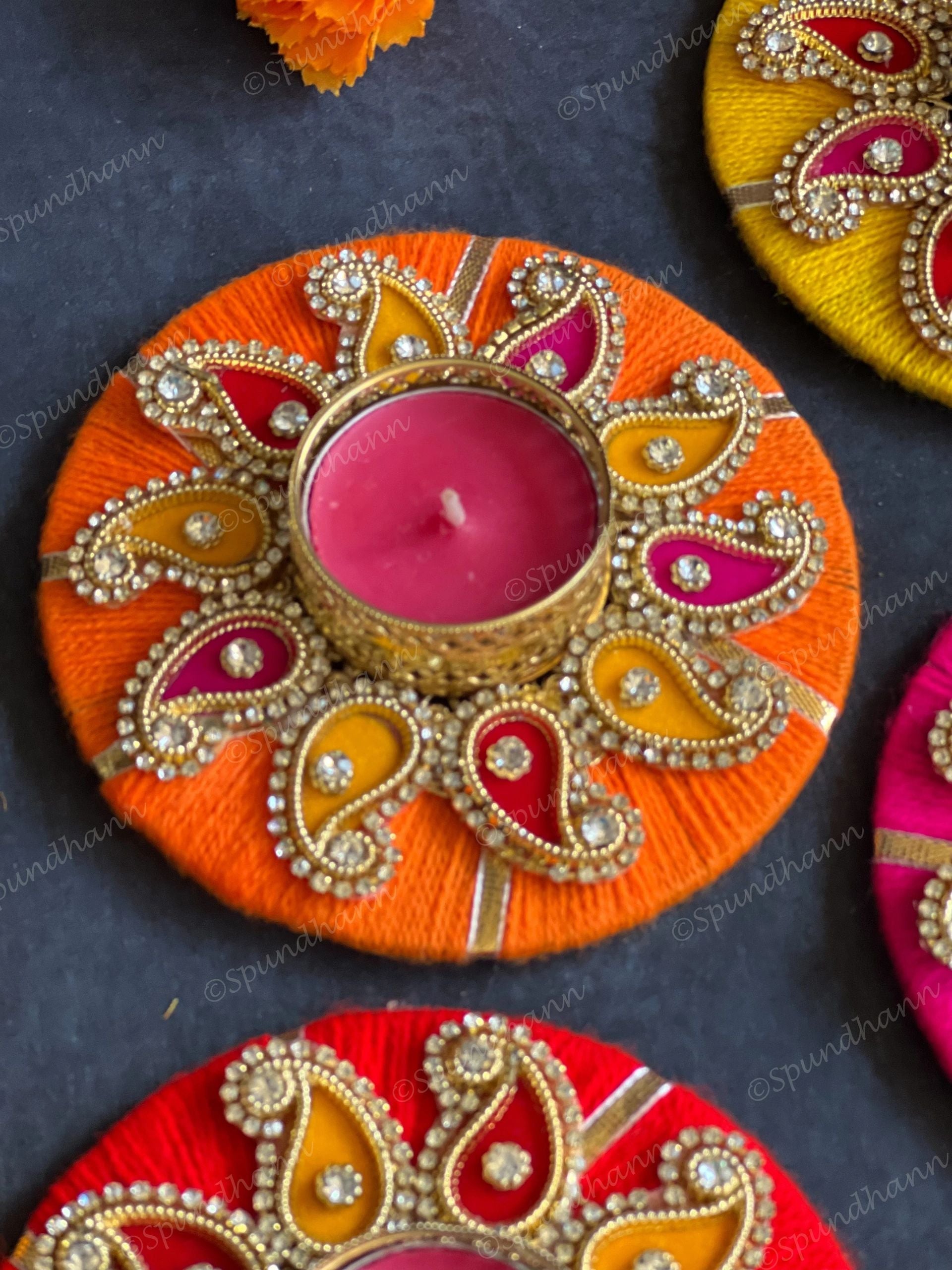 Paisley Wooden Tea Light Holder