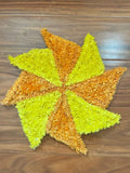 Chakri Shaped Yellow & Orange Rangoli Floor Mat