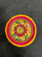 Multicolor Frill Tea Light Holder with Lotus Pattern
