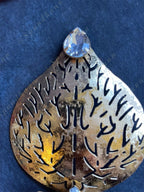 Studded Flower & Carved Leaf Tea Light Holder