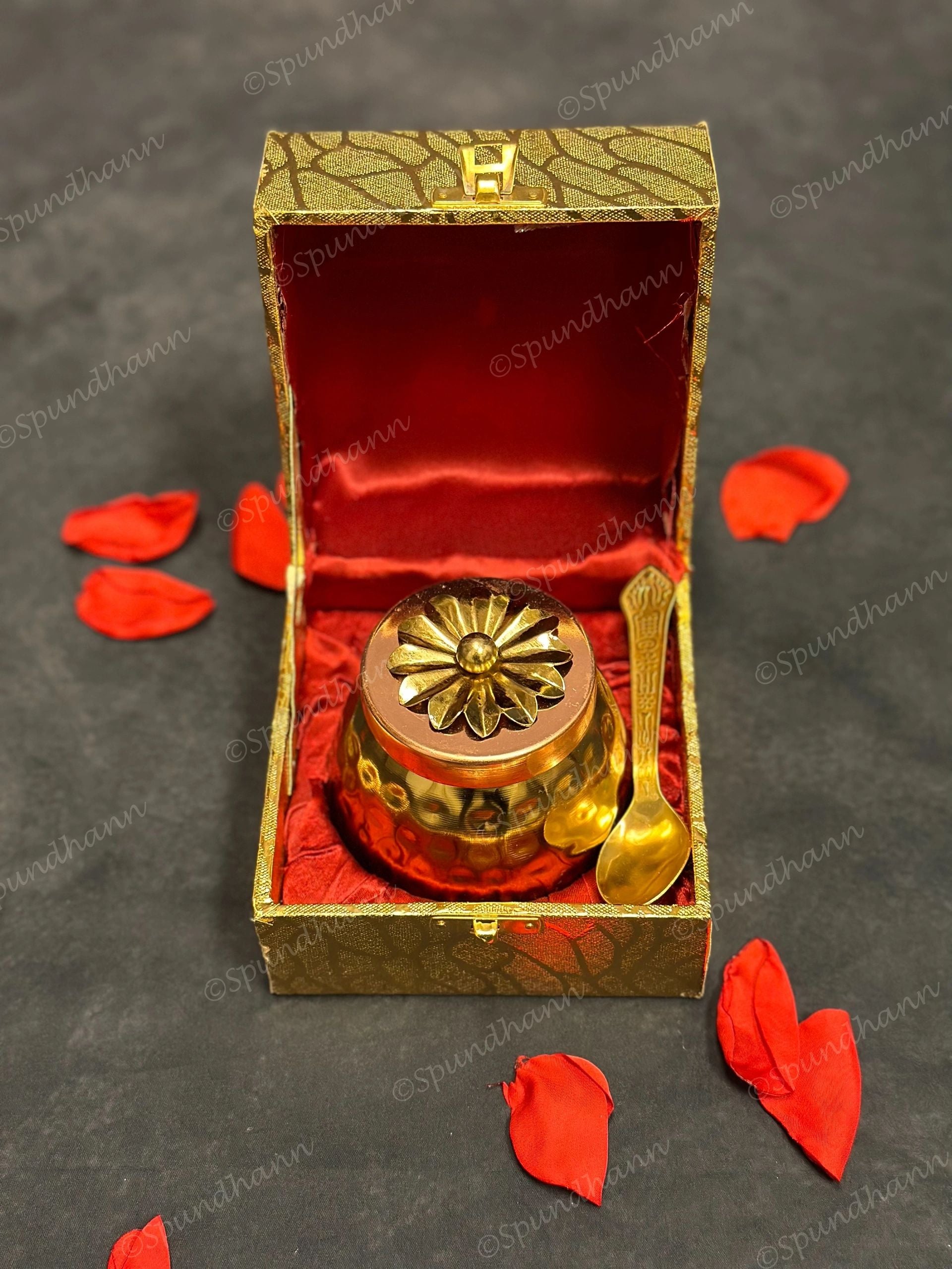 Hammered Small Canister with Decorative Box & Spoon