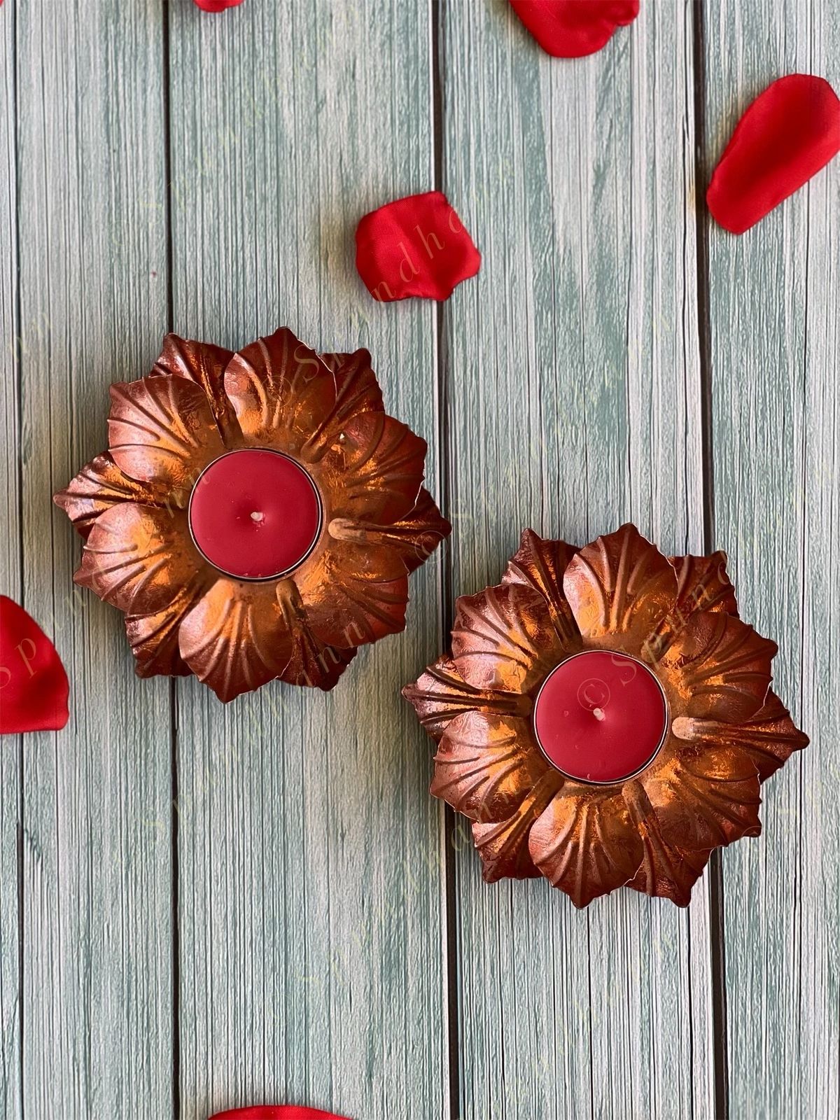 Copper Color Lotus Tea Light Holder