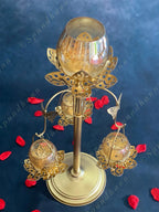 Butterfly Standing Tea Light with 3 Hanging Lanterns