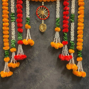 Orange and Mango Marigold with mogra Toran