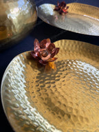Brass Hammered Heavy Platter with Copper Flower