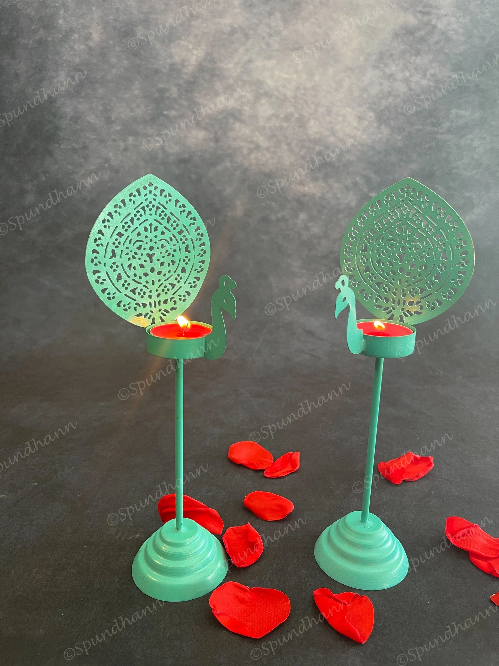 Blue Peacock Tea Light Holder