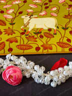 Pichwai Cow with Lotus Square Wall Hanging Plate