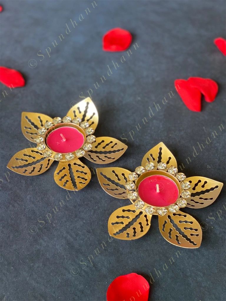 Studded Lotus Tea Light Holder