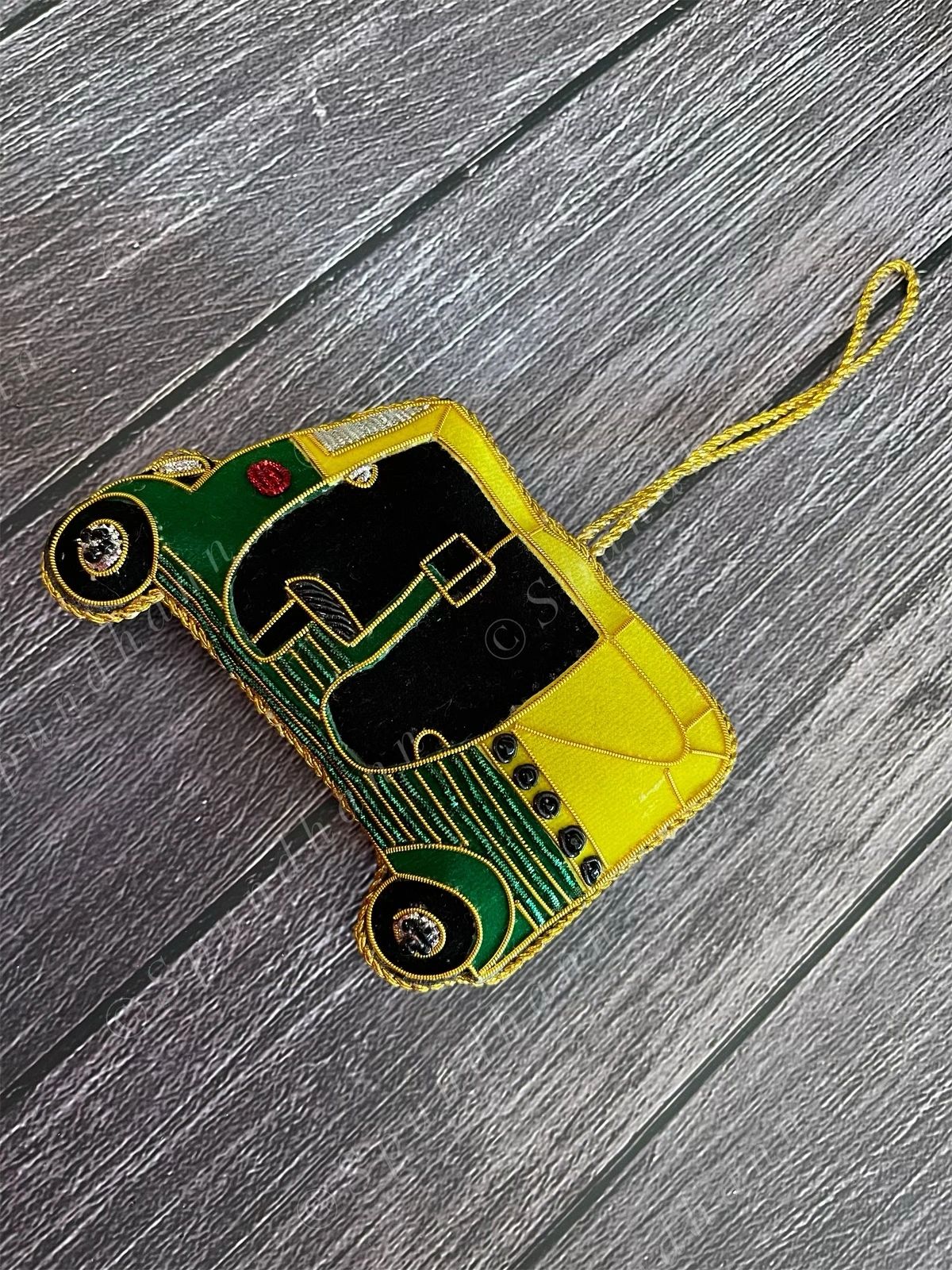Embroidered Auto-Rickshaw Christmas Tree Ornament