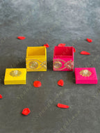 Pink Square Gift Box with Golden Embroidery
