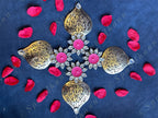 Studded Flower & Carved Leaf Tea Light Holder