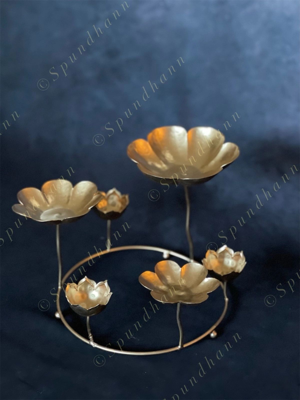 Floral Standing Urli with Tea Light Holders