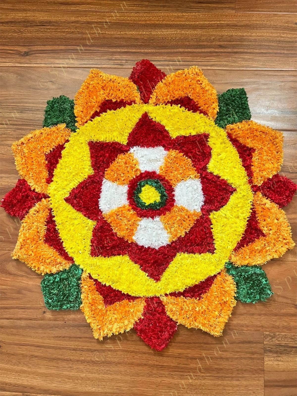 Marigold Inspired Rangoli Floor Mat