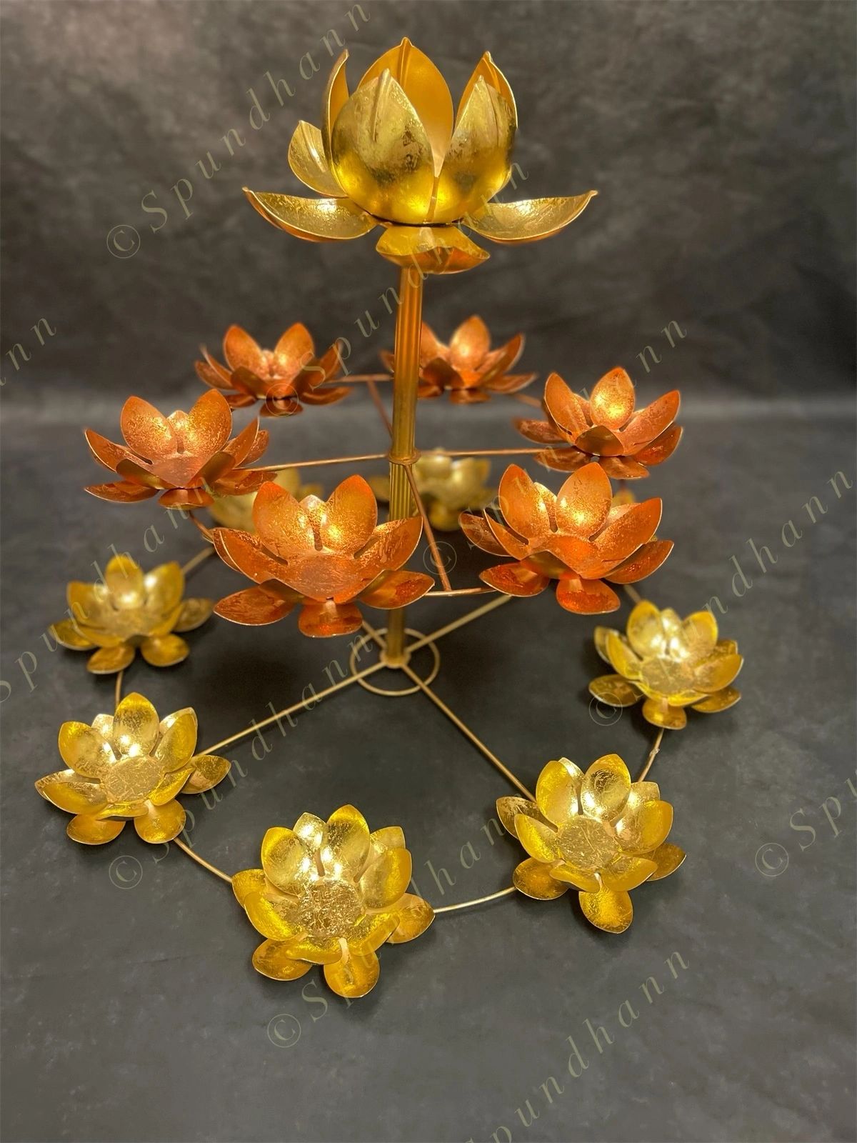 3 Tier Large Lotus Tea Light Holder – Spundhann